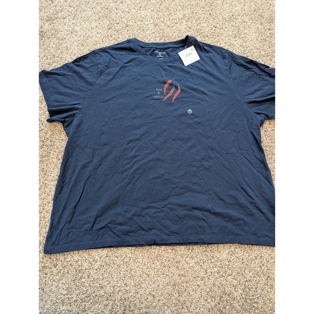 American Eagle Hot & Spicy Chili Pepper Graphic Tee Navy Blue XXL